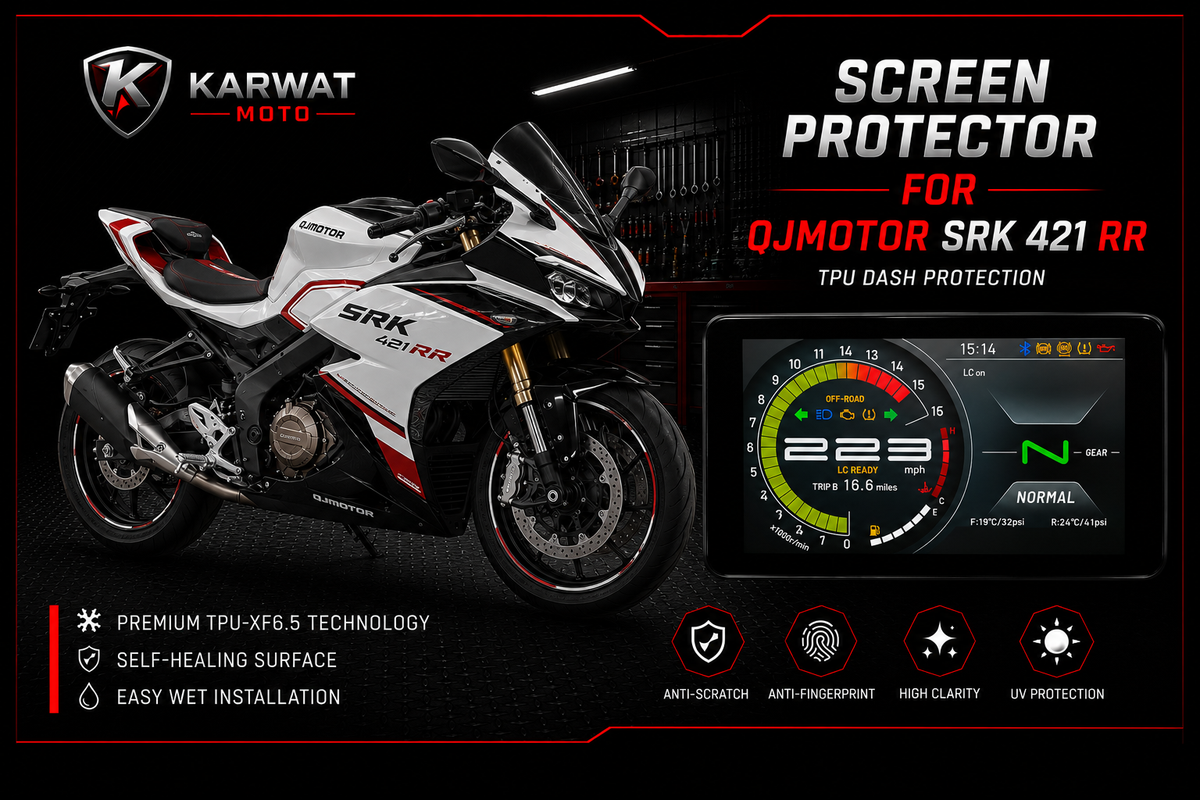 QJ MOTOR SRK 421 RR TFT Screen Protector Dashboard TPU Film TWIN PACK